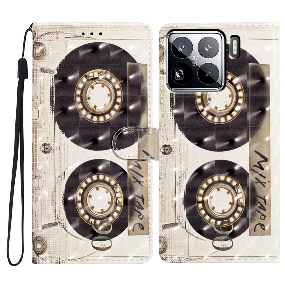 For Xiaomi 15 Pro Case PU Leather Wallet Phone Cover 3D Pattern Printing