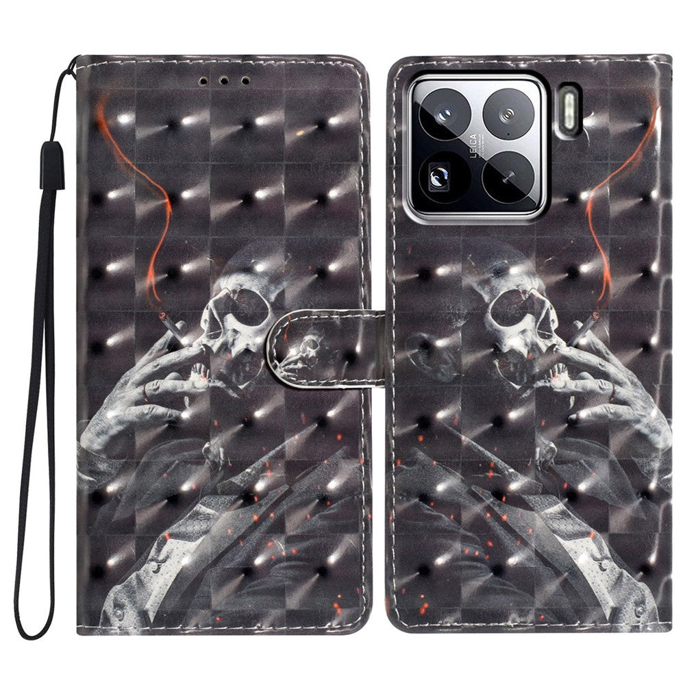 For Xiaomi 15 Pro Case PU Leather Wallet Phone Cover 3D Pattern Printing