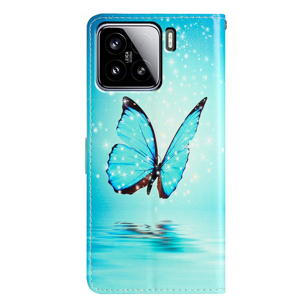 For Xiaomi 15 Wallet Case PU Leather Pattern Printing Stand Phone Cover with Strap