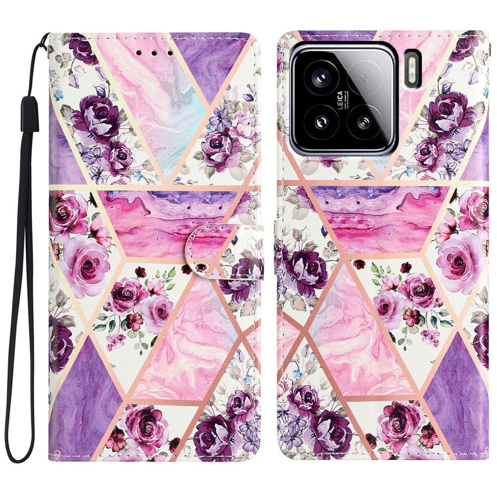 For Xiaomi 15 Wallet Case PU Leather Pattern Printing Stand Phone Cover with Strap
