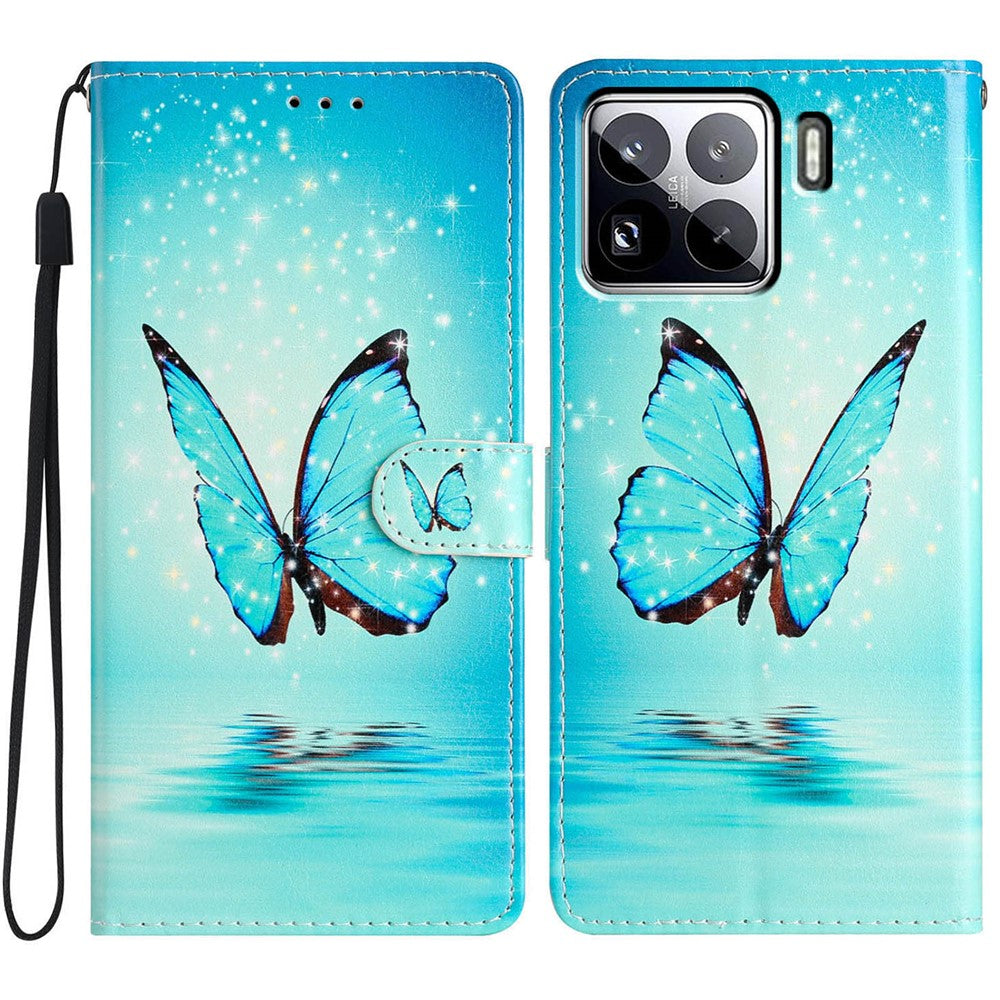 For Xiaomi 15 Pro Wallet Case PU Leather Pattern Printing Stand Phone Cover with Strap