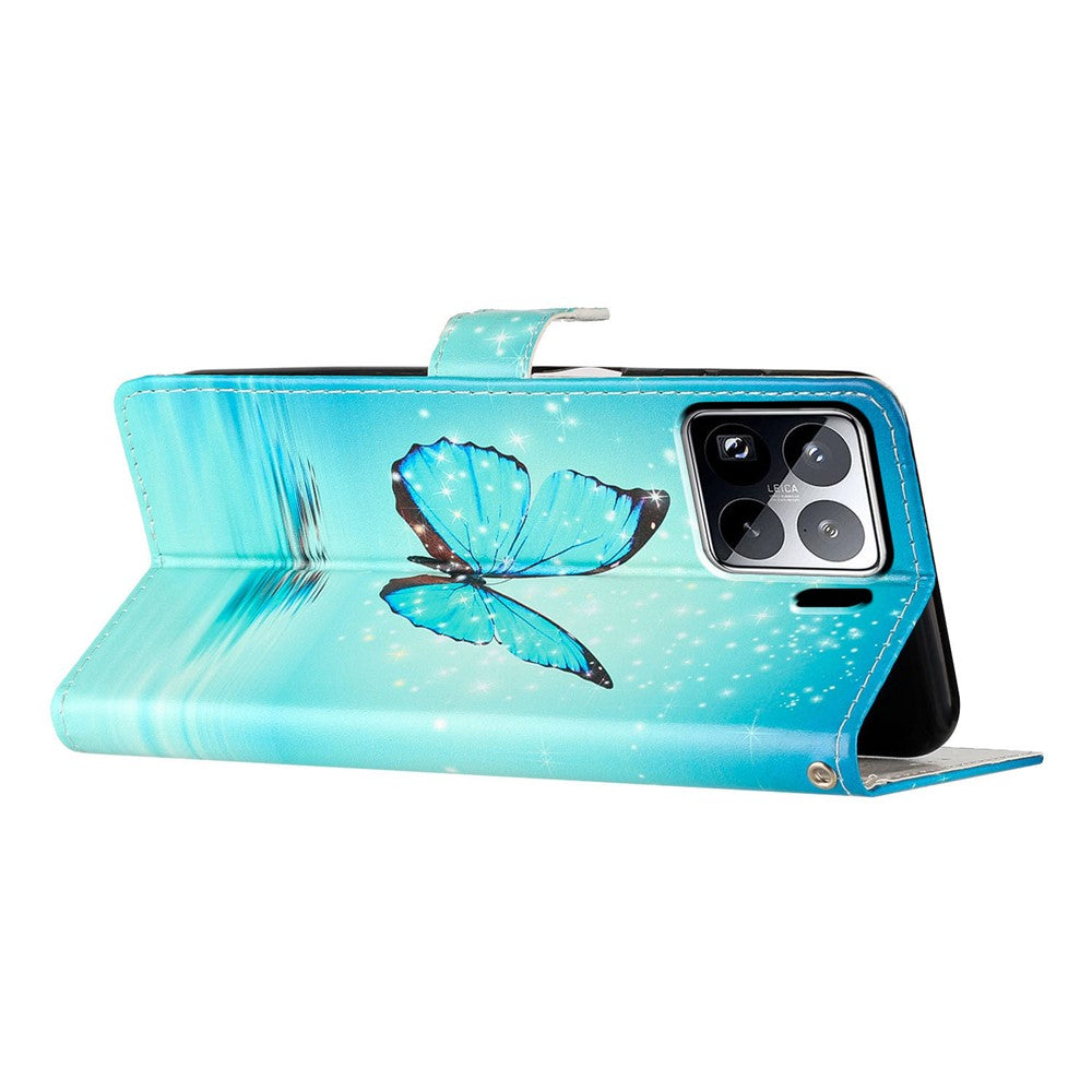 For Xiaomi 15 Pro Wallet Case PU Leather Pattern Printing Stand Phone Cover with Strap