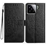 Läderfodral med kortplatser för Xiaomi 15, mandalamönster, mobilfodral med stativ