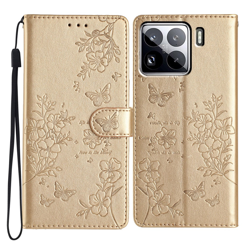 For Xiaomi 15 Pro Wallet Phone Case Butterfly Floral Imprint Leather Flip Cover
