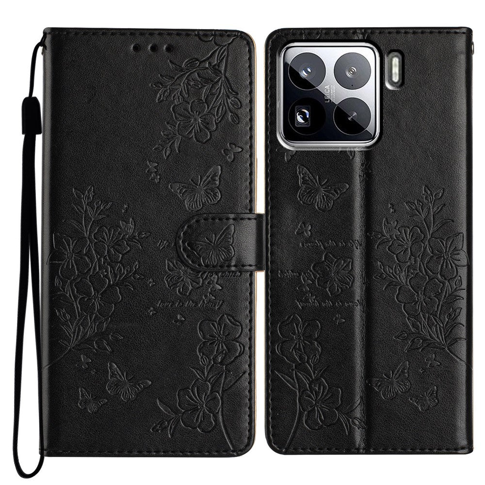 For Xiaomi 15 Pro Wallet Phone Case Butterfly Floral Imprint Leather Flip Cover