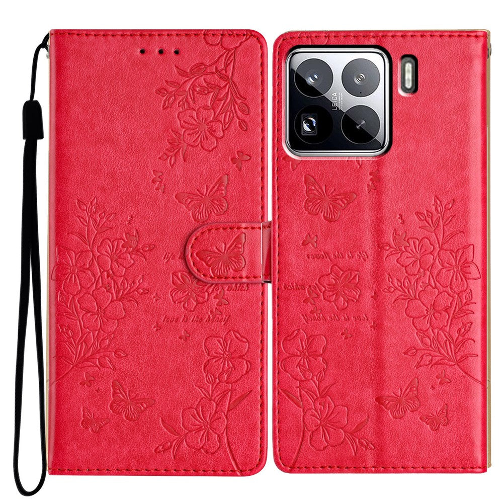 For Xiaomi 15 Pro Wallet Phone Case Butterfly Floral Imprint Leather Flip Cover