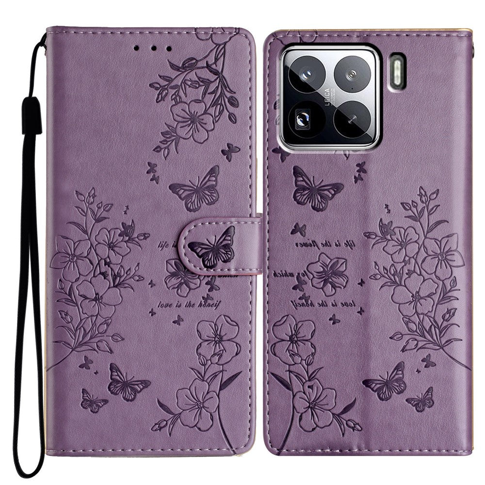 For Xiaomi 15 Pro Wallet Phone Case Butterfly Floral Imprint Leather Flip Cover