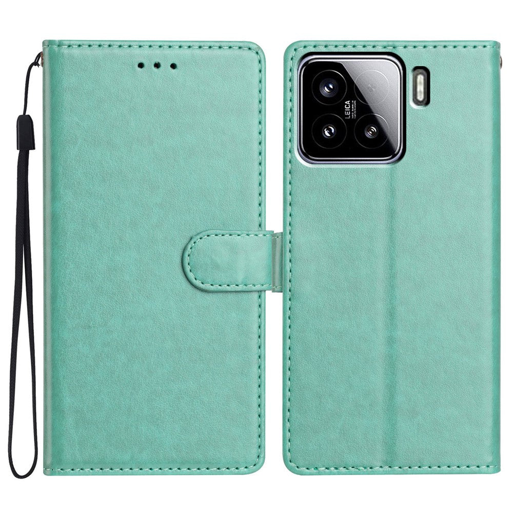 For Xiaomi 15 Leather Case Wallet Stand Phone Cover with Handy Strap