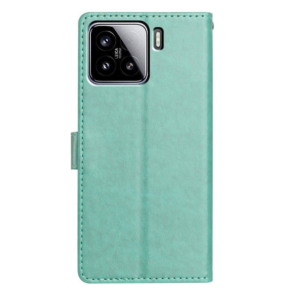 For Xiaomi 15 Leather Case Wallet Stand Phone Cover with Handy Strap