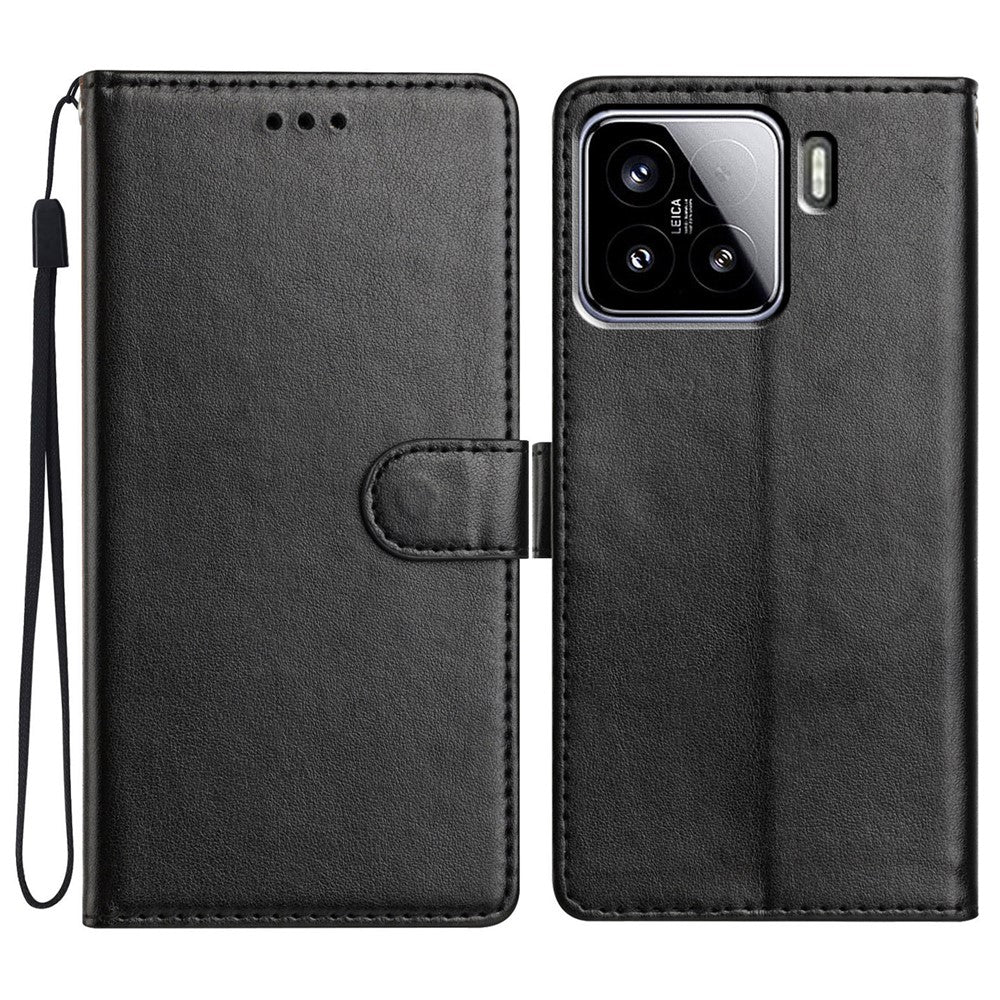 For Xiaomi 15 Leather Case Wallet Stand Phone Cover with Handy Strap