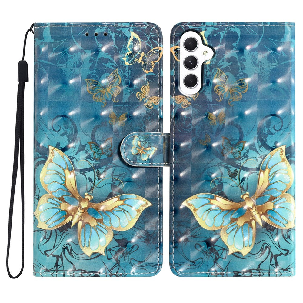 Samsung Galaxy A18 5G / A18 4G / A17 5G / A17 4G / A26 5G-mobilcover i PU-læder, tegnebogsetui med 3D-mønstertryk