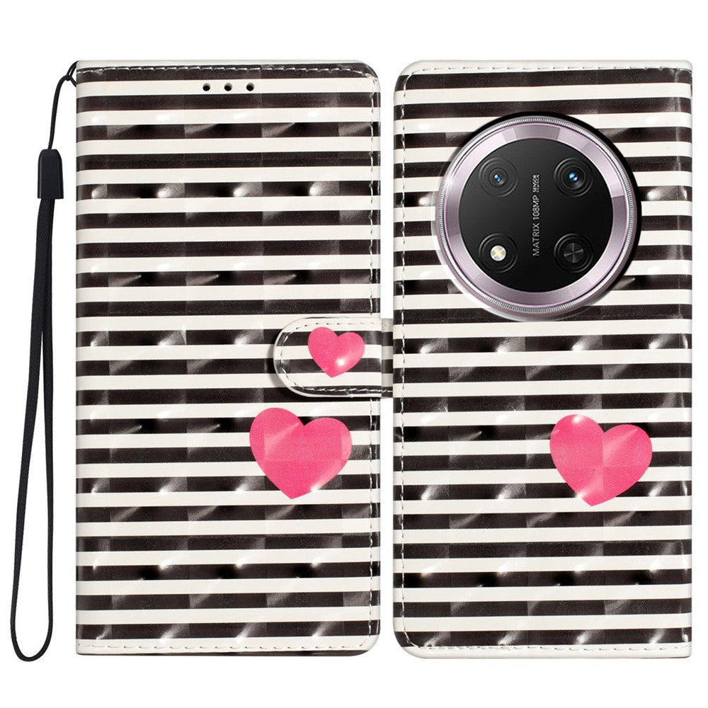 Til Honor Magic7 Lite 5G / X9c 5G / X60 Pro 5G Etui PU Læder Pung Telefon Cover 3D Mønstertryk