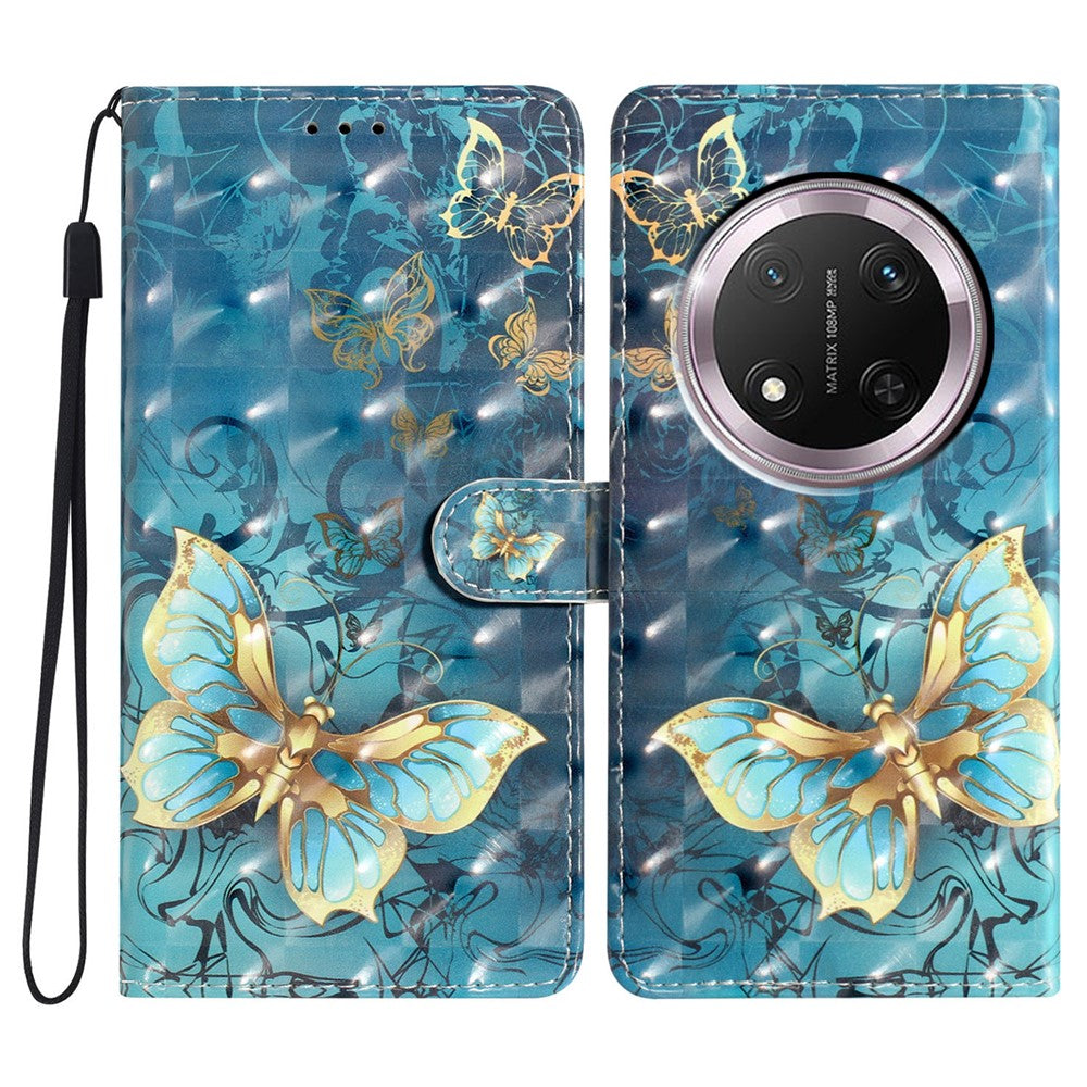 Til Honor Magic7 Lite 5G / X9c 5G / X60 Pro 5G Etui PU Læder Pung Telefon Cover 3D Mønstertryk