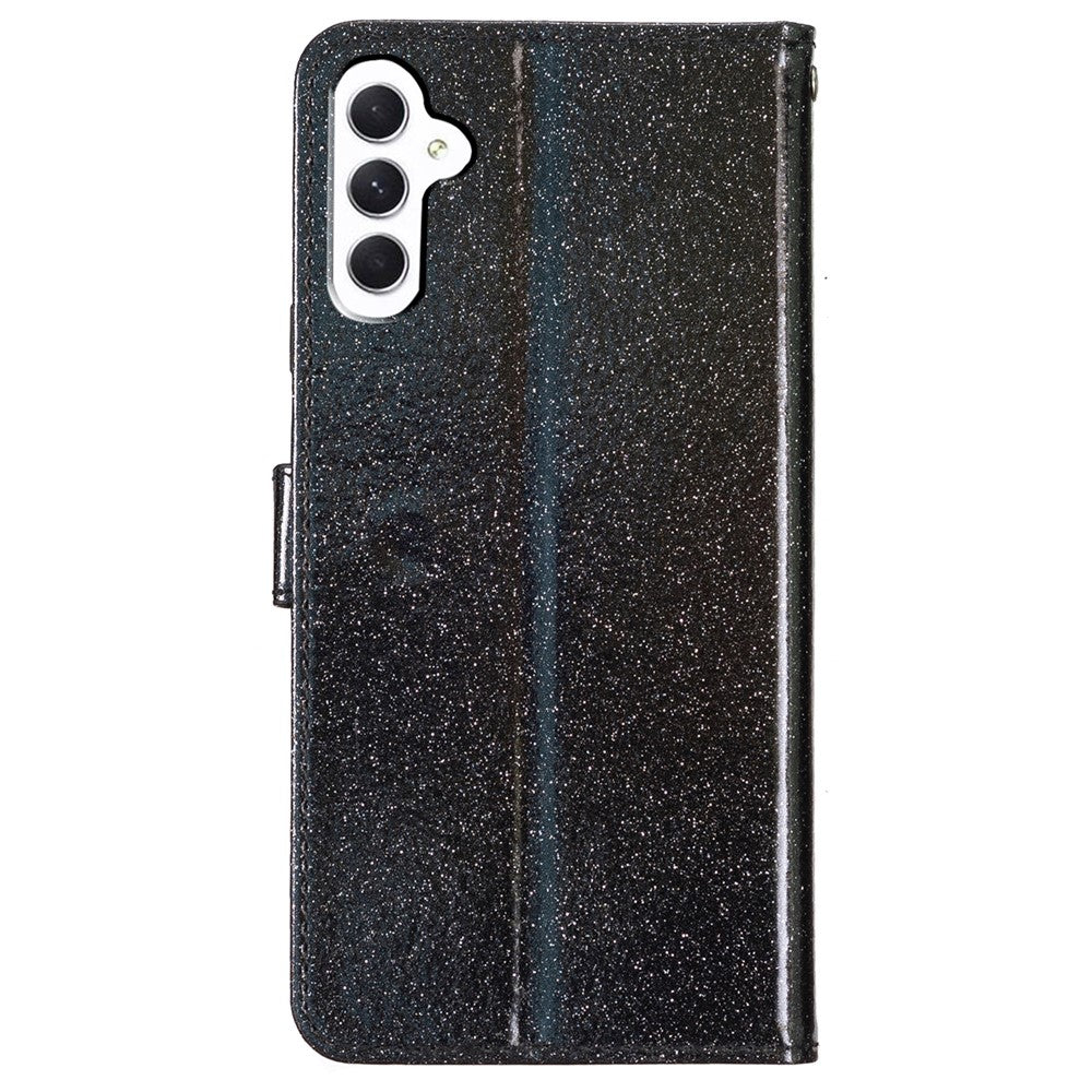 Samsung Galaxy A18 5G / A18 4G / A17 5G / A17 4G / A26 5G pungcover med glitter, ridsebestandigt læder, mobilcover med stativ