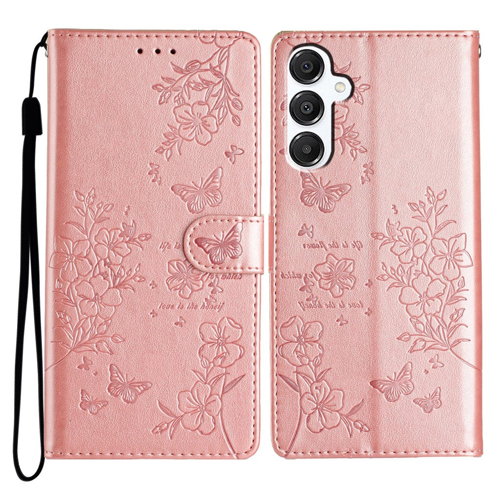 Samsung Galaxy A18 5G / A18 4G / A17 5G / A17 4G / A26 5G Plånboksfodral Läderflikfodral med fjärilsmönster