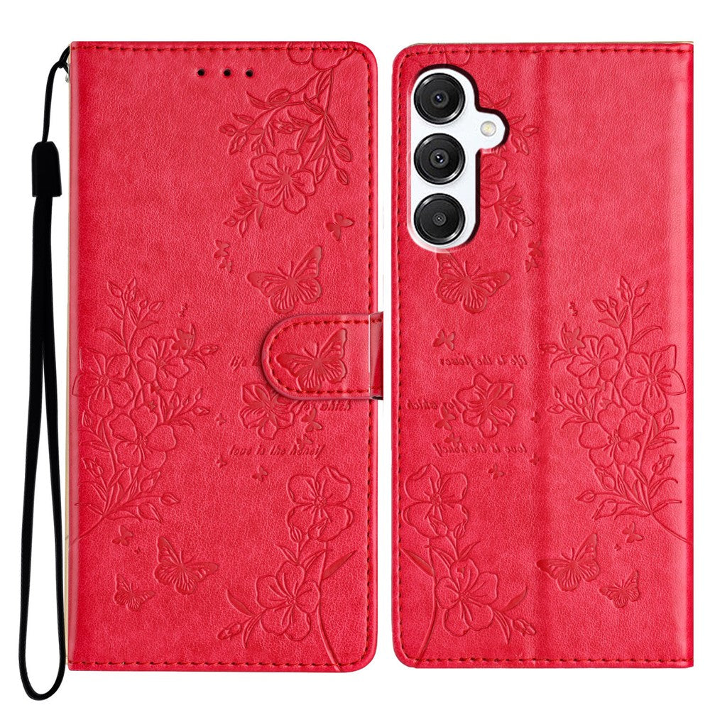Samsung Galaxy A18 5G / A18 4G / A17 5G / A17 4G / A26 5G Plånboksfodral Läderflikfodral med fjärilsmönster