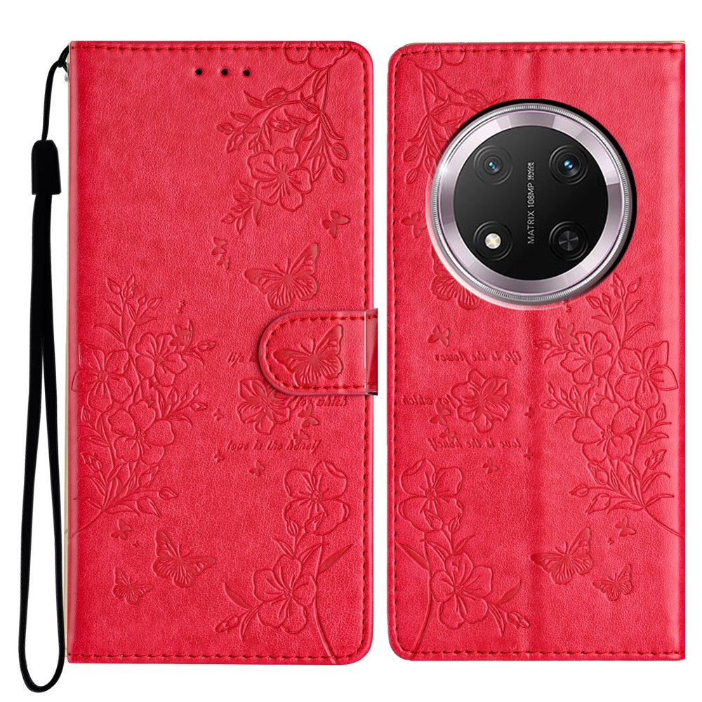 For Honor Magic7 Lite 5G / X9c 5G / X60 Pro 5G Wallet Phone Case Butterfly Floral Imprint Leather Flip Cover