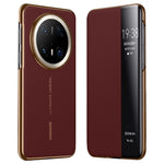 For Huawei Mate 70 Pro+ / Mate 70 Pro Case Genuine Cow Leather View Window Smart Phone Cover