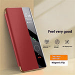 For Huawei Mate 70 Pro+ / Mate 70 Pro Case Genuine Cow Leather View Window Smart Phone Cover