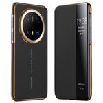 For Huawei Mate 70 Pro+ / Mate 70 Pro Case Genuine Cow Leather View Window Smart Phone Cover