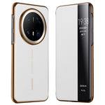 For Huawei Mate 70 Pro+ / Mate 70 Pro Case Genuine Cow Leather View Window Smart Phone Cover