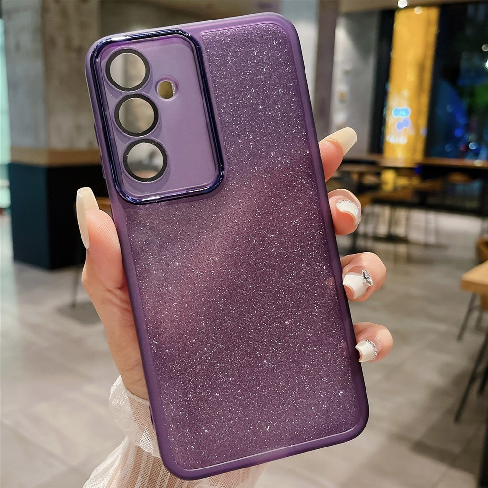 Til Samsung Galaxy A16 5G / 4G Cover Gennemsigtigt TPU Telefoncover Med Kameralinsebeskytter Glitter Sticker
