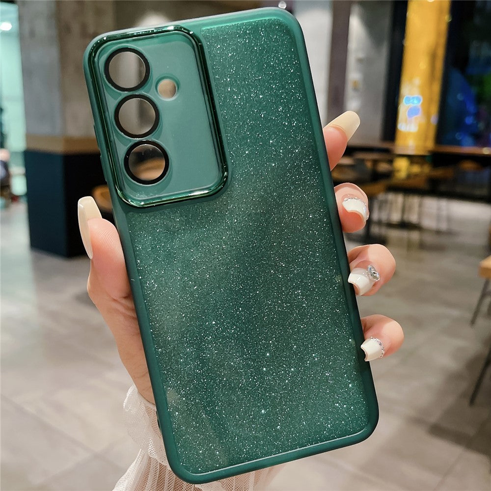 Til Samsung Galaxy A16 5G / 4G Cover Gennemsigtigt TPU Telefoncover Med Kameralinsebeskytter Glitter Sticker