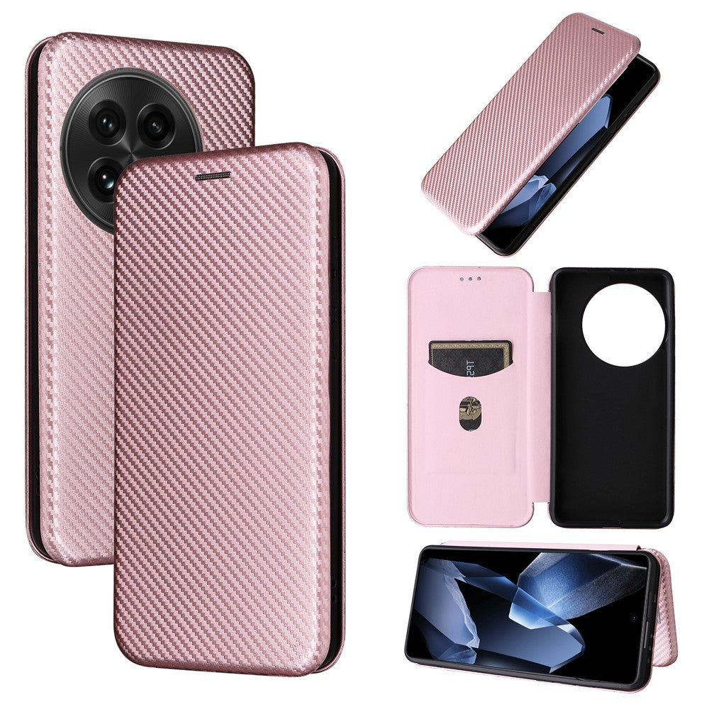 For OnePlus 13 Case Carbon Fiber Texture Drop-Proof PU Leather Phone Cover
