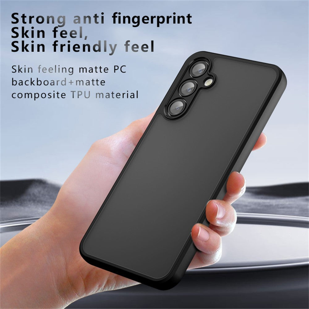 For Samsung Galaxy A56 5G Case Skin-Touch TPU + PC Matte Phone Back Cover, Transparent Black
