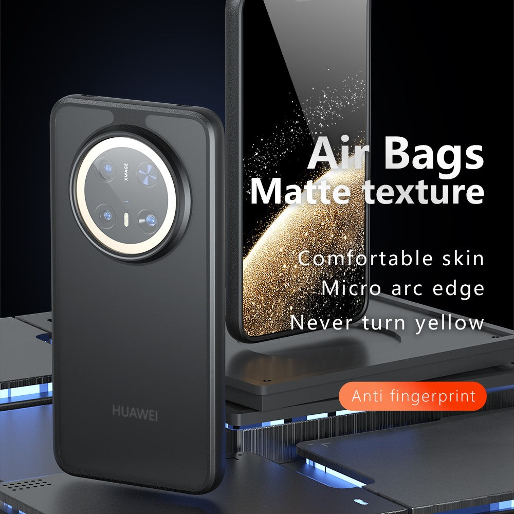 For Huawei Mate 70 Pro Case Skin-Touch TPU + PC Matte Phone Back Cover, Transparent Black
