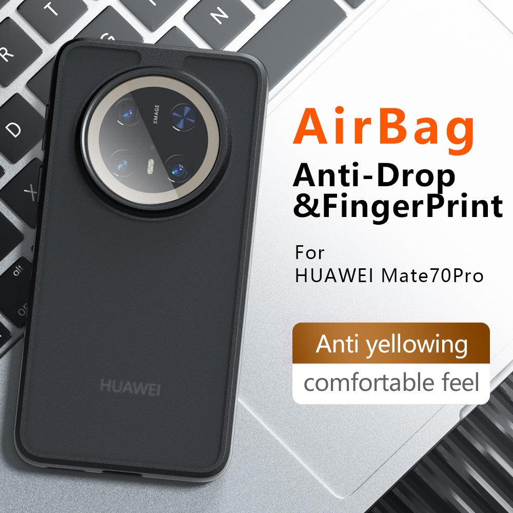 For Huawei Mate 70 Pro Case Skin-Touch TPU + PC Matte Phone Back Cover, Transparent Black