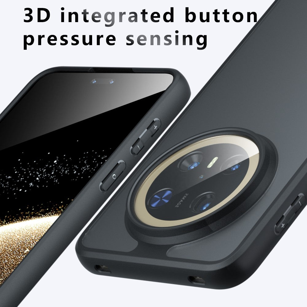 For Huawei Mate 70 Pro Case Skin-Touch TPU + PC Matte Phone Back Cover, Transparent Black