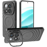For Xiaomi Redmi Note 14 Pro 5G / Poco X7 5G Magnetic Case PC Kickstand Ripple Texture TPU Phone Cover