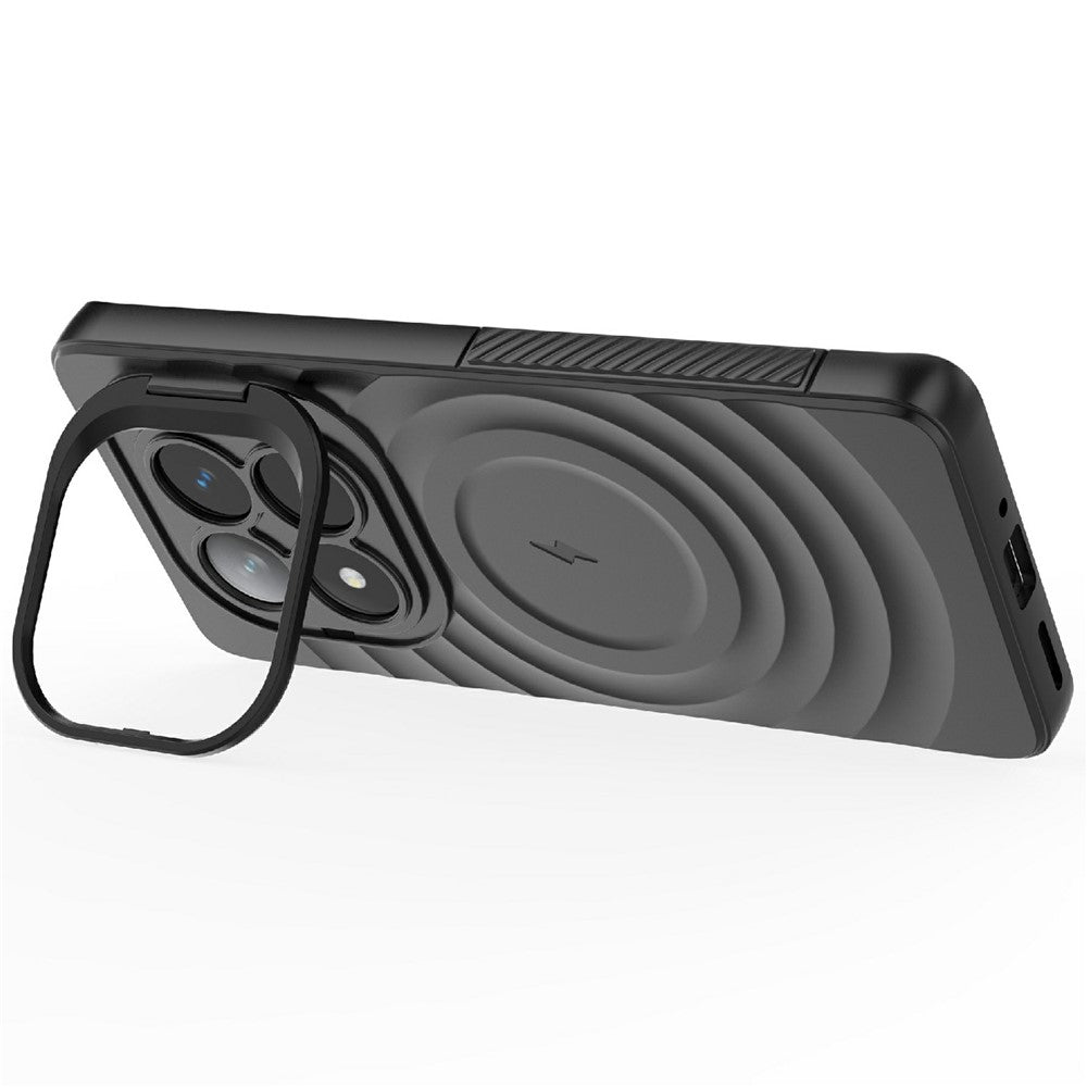 For Xiaomi Redmi Note 14 Pro 5G / Poco X7 5G Magnetic Case PC Kickstand Ripple Texture TPU Phone Cover