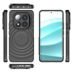 For Xiaomi Redmi Note 14 Pro 5G / Poco X7 5G Magnetic Case PC Kickstand Ripple Texture TPU Phone Cover