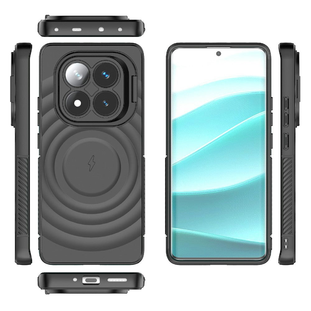 Xiaomi Redmi Note 14 Pro 5G / Poco X7 5G Magnetiskt Skal PC Stöd Ripple Texture TPU mobilskal