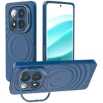 For Xiaomi Redmi Note 14 Pro 5G / Poco X7 5G Magnetic Case PC Kickstand Ripple Texture TPU Phone Cover