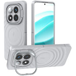 For Xiaomi Redmi Note 14 Pro 5G / Poco X7 5G Magnetic Case PC Kickstand Ripple Texture TPU Phone Cover