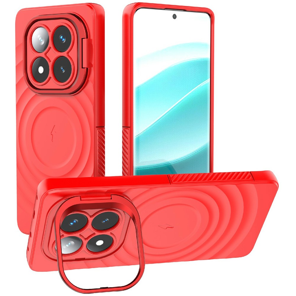 For Xiaomi Redmi Note 14 Pro 5G / Poco X7 5G Magnetic Case PC Kickstand Ripple Texture TPU Phone Cover