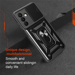 Til Samsung Galaxy A26 5G Cover med Slide Kameralåg PC+TPU Kickstand Telefoncover
