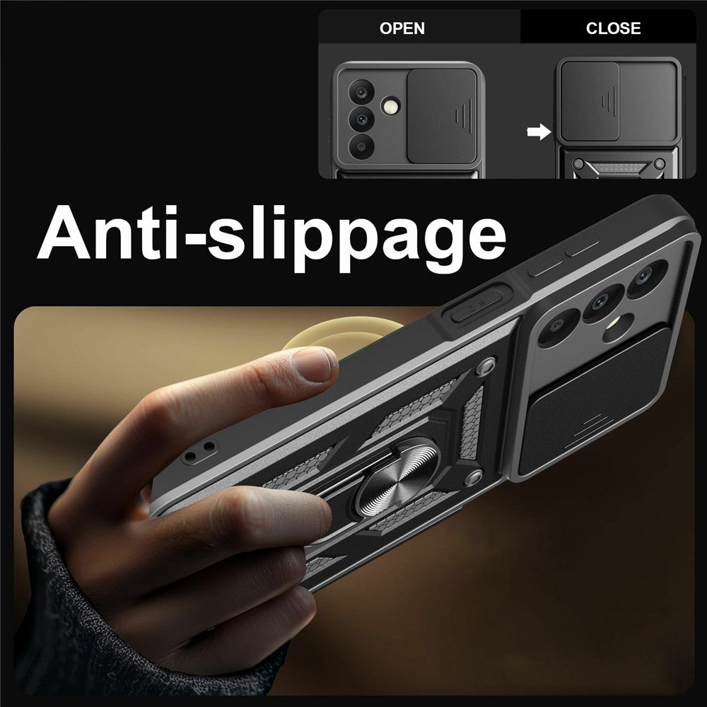Til Samsung Galaxy A26 5G Cover med Slide Kameralåg PC+TPU Kickstand Telefoncover