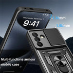 Til Samsung Galaxy A26 5G Cover med Slide Kameralåg PC+TPU Kickstand Telefoncover