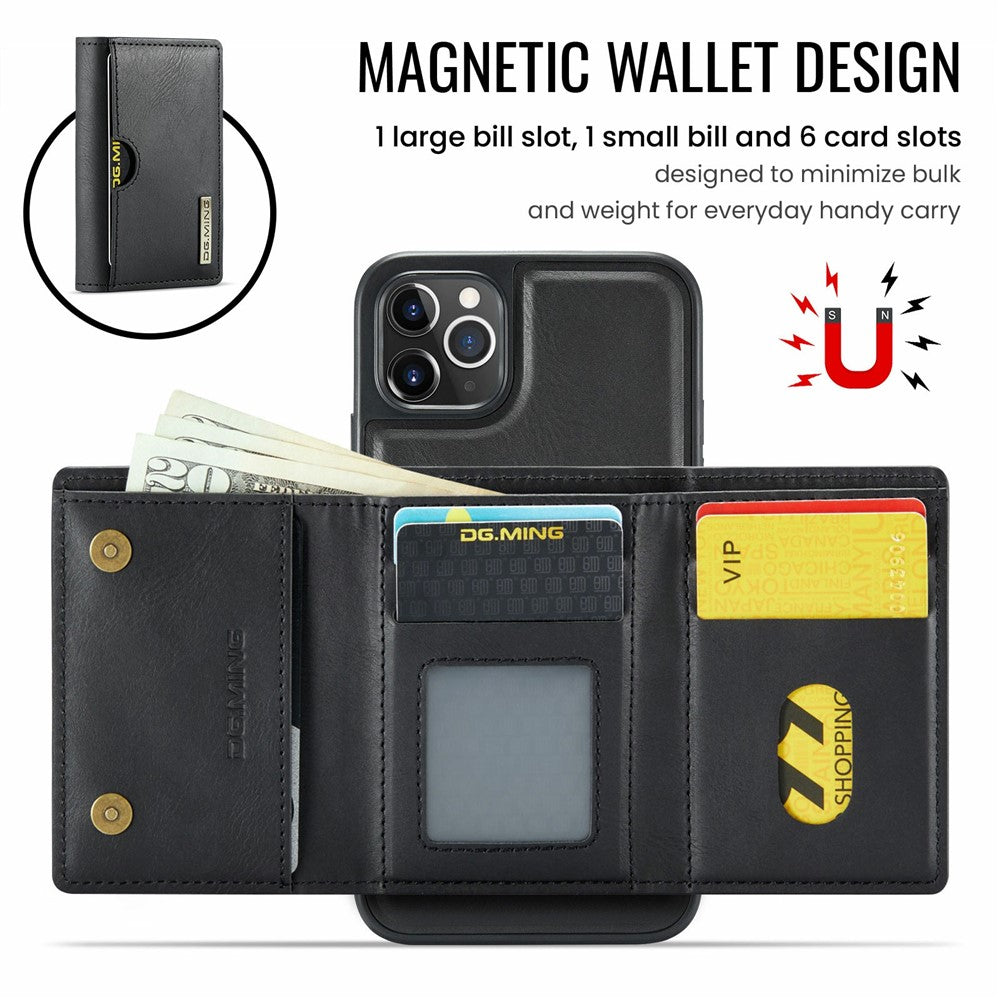 DG.MING M6 Series For iPhone 11 Pro Case Magnetic Wallet PU+PC+TPU Phone Cover