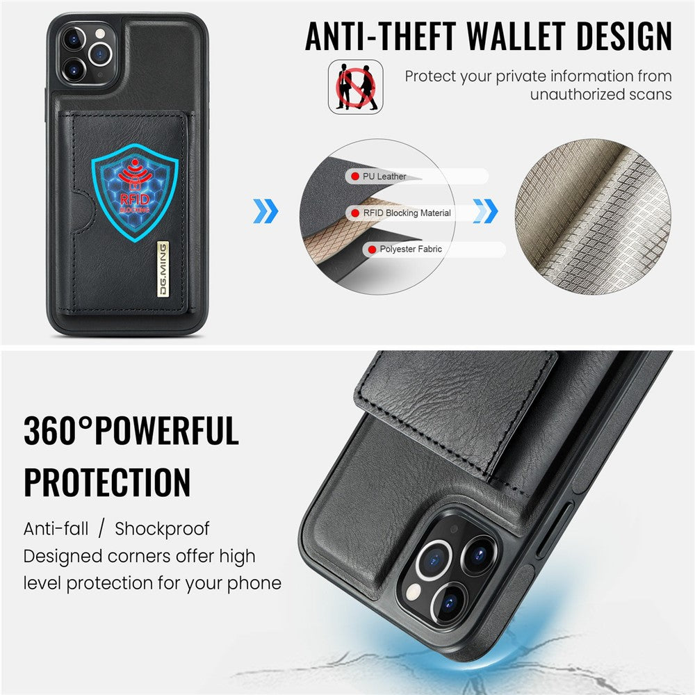 DG.MING M6 Series For iPhone 11 Pro Case Magnetic Wallet PU+PC+TPU Phone Cover