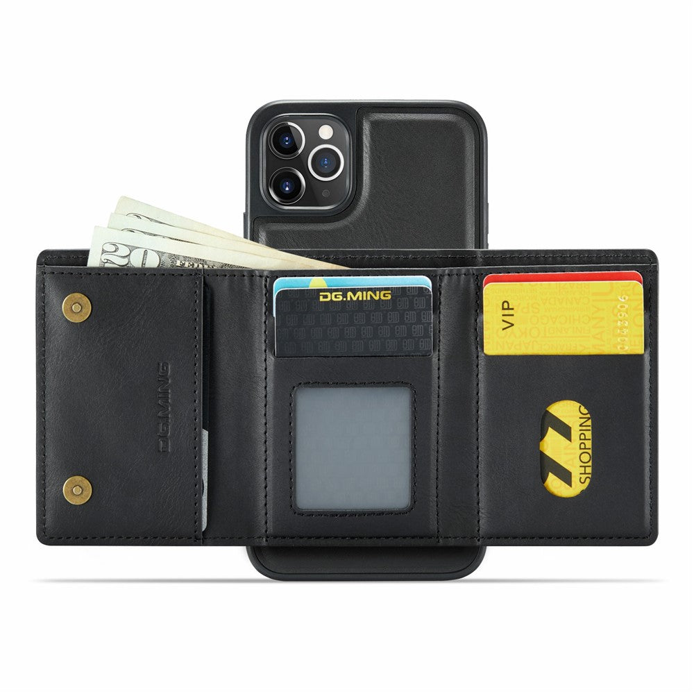 DG.MING M6 Series For iPhone 11 Pro Max Case Magnetic Wallet PU+PC+TPU Phone Cover