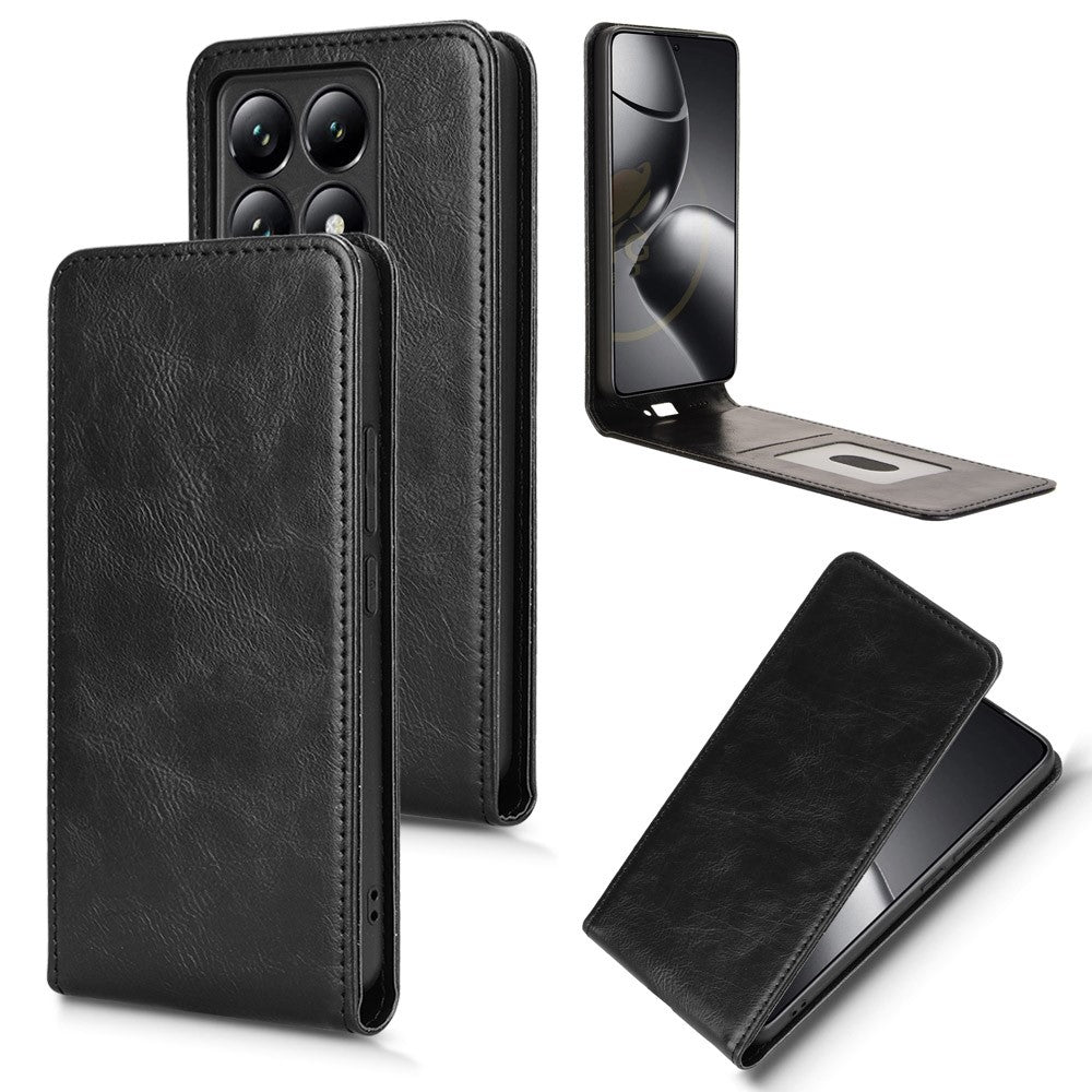 For Xiaomi 14T Case with Card Slot Magnetic Vertical Flip Leather Phone Cover