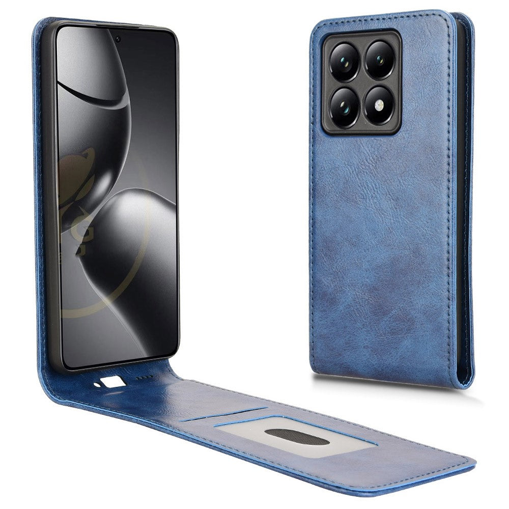 For Xiaomi 14T Case with Card Slot Magnetic Vertical Flip Leather Phone Cover