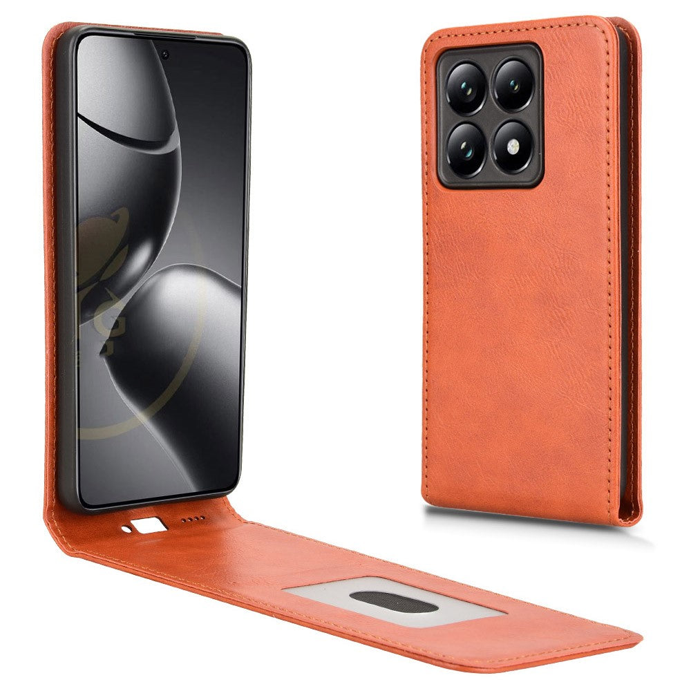 For Xiaomi 14T Case with Card Slot Magnetic Vertical Flip Leather Phone Cover