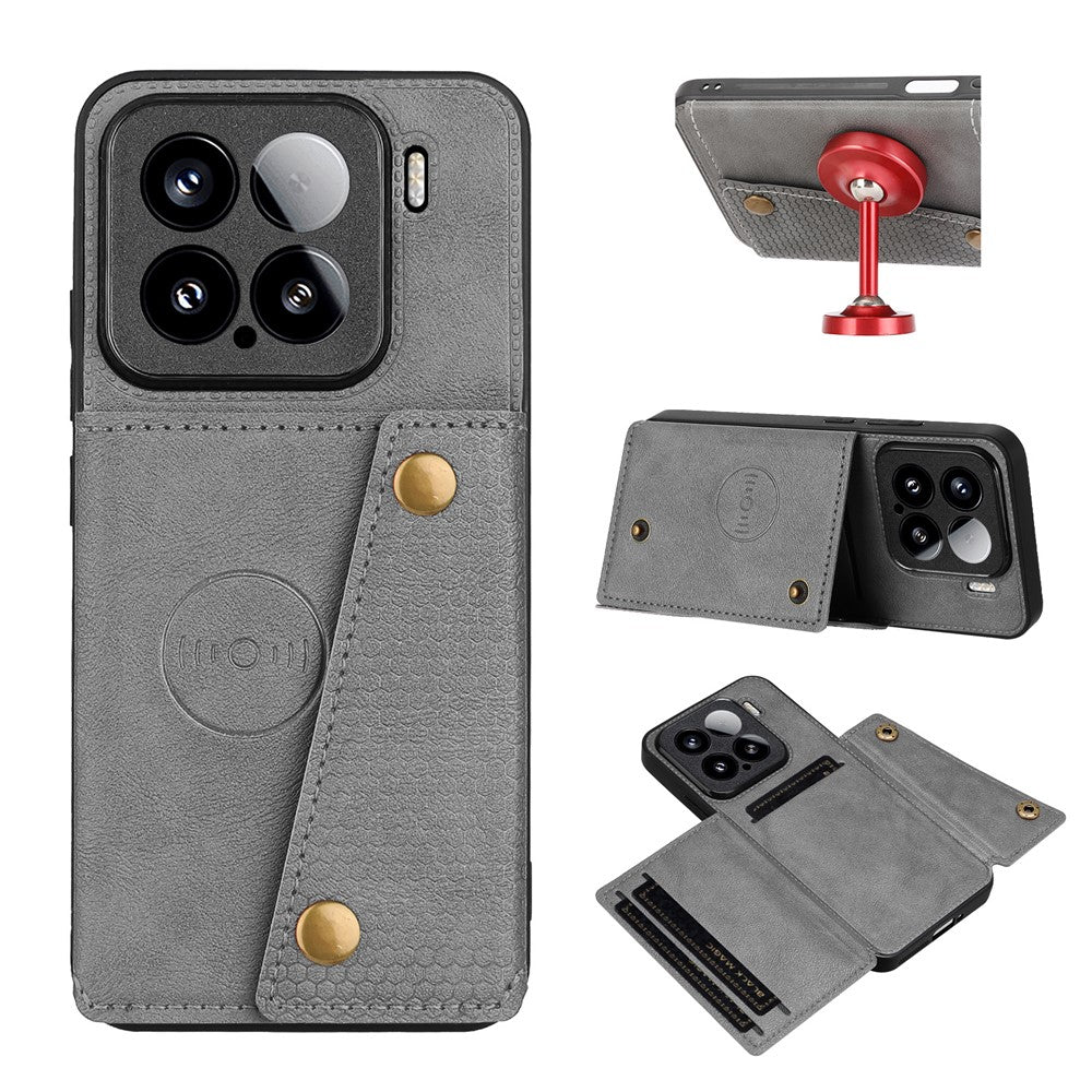 For Xiaomi 15 Case with Card Slots Kickstand Leather + TPU Phone Cover