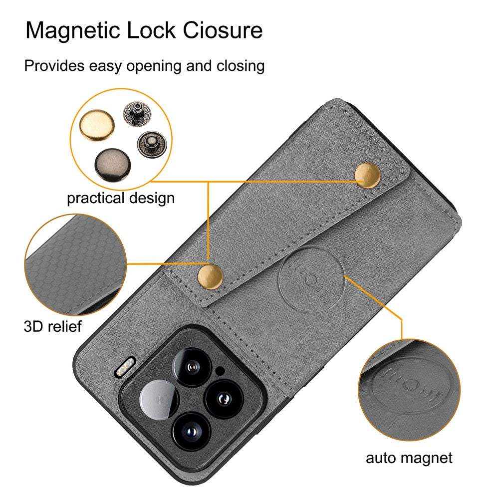 For Xiaomi 15 Case with Card Slots Kickstand Leather + TPU Phone Cover